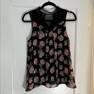 Floral Black Sleeveless Top
